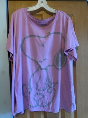 Peanuts Lavender Crew Neck Tee with Printed Neck Logo